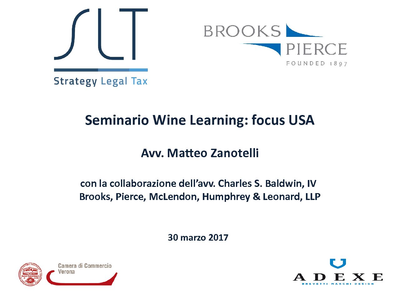 Matteo Zanotelli relatore al seminario Wine Learning: Focus USA organizzato dalla Camera di Commercio di Verona