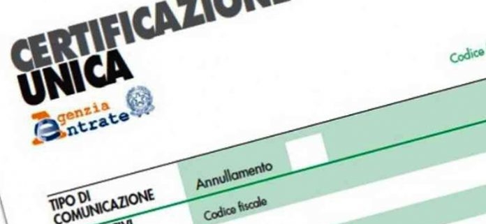 certificazione unica agenzia entrate