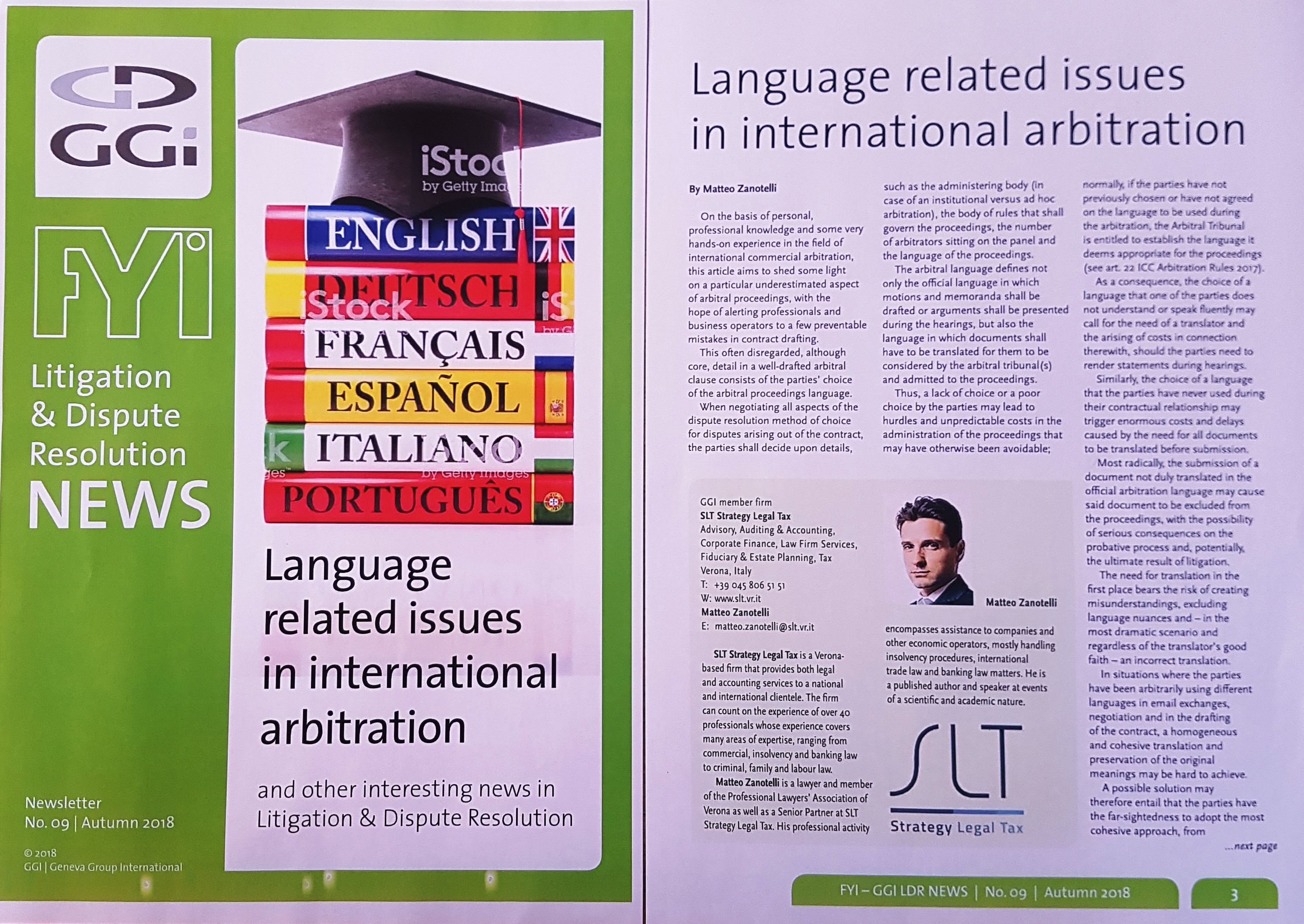 Lenguage related issue in international arbitration – Matteo Zanotelli on GGI FYI n. 9