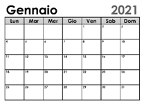 Calendario gennaio- credito pubblicità 